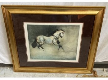 Vintage Framed Horse Print 'Impatience' By Kaiko Moti