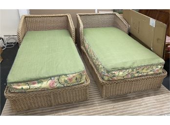Stunning Vintage Wicker Lounges Or Beds With Heavy Braid Trim