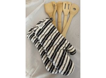Oven Mitts And Wooden Utensils