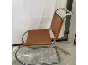 Pair Of Vintage Italian Chrome And Leather Chairs