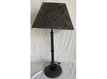 VERY COOL Heavy Metal Lamp With Cut Out, Welded Shade
