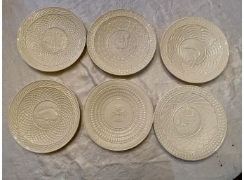 Lot Of Six Holiday Glazed Ceramic Plates From Beleek Ireland