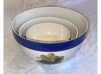 Set Of Ceramic Nesting Bowls Made In Portugal
