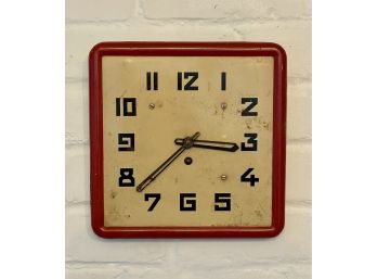 Vintage Art Deco Styled Tin Wall Clock - Wind Up Key Not Available