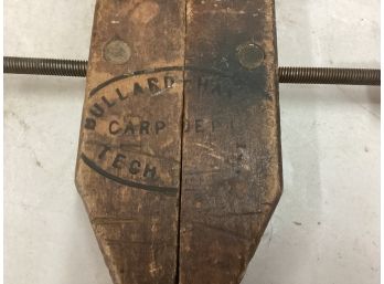 Vintage Wood Clamp Marked Bullard Haven Tech Carpentry Department Good Vintage Condition See Pictures