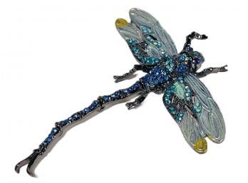 Contemporary Dragonfly Costume Brooch Painted Articulated