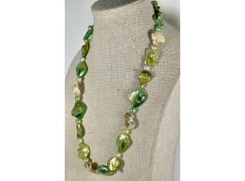 Green Mother Of Pearl Beaded Necklace
