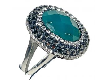 Contemporary Stainless Steel Gemstone Cocktail Ring