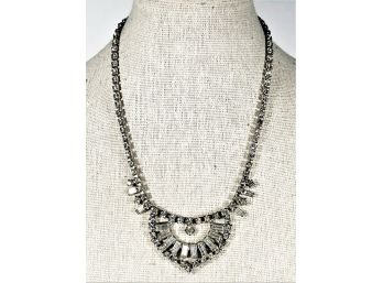 Vintage White Rhinestone Choker Necklace 15'