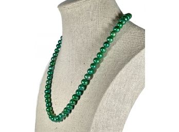 Genuine Green Colored Cultured Pearl Necklace