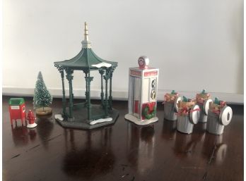 Dept 56 Accessories - Mailbox Fire/hydrant, Town Square Gazeb, Village Phone Booth, Christmas Trash Cans, Tree