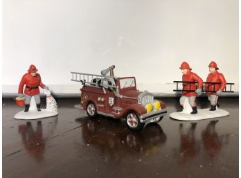 Dept 56 Accessories - City Fire Department Fire Truck And The Fire Brigade