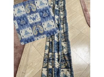 A Custom Lee Jofa  129' Waterfall Shade In Linen/cotton Ikat - Fabulous -