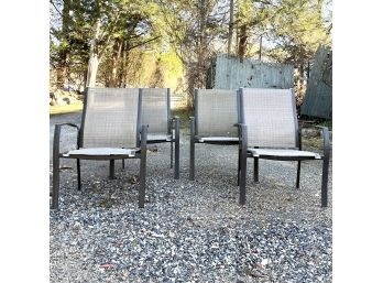 A Set Of 4 Hampton Bays Out Door Aluminum Sling Chairs
