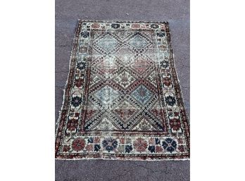 Antique Wool Indo-persian Carpet - Wonderfully Worn - 70 X 51