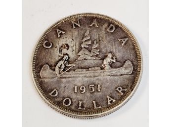 1951 CANADA King George VI  OLD Large SILVER Dollar Coin