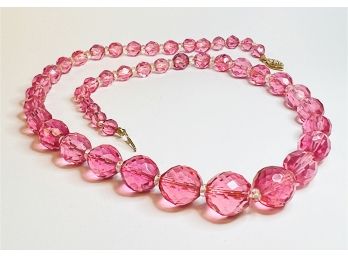 Unique 14k Gold Pink Ice Beaded Necklace