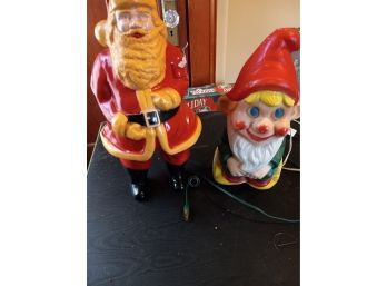 Vintage Santa / Elf Blow Molds,,,,,Both With Lights