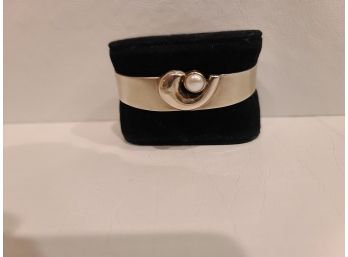 Sterling Silver Modernist Bracelet With Pearl