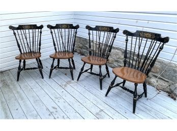 Set Of 4 Vintage Hitchcock Style Dining Chairs