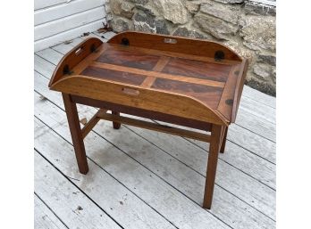 Vintage Wood Removable Tray Top Butler Or Coffee Table