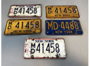 Lot Of Five Vintage New York State License Plates