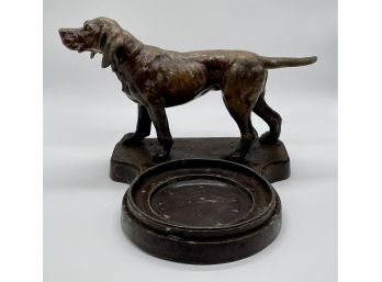 Metal Dog Coin Dish / Candle Holder - Note Color Wear In Picture