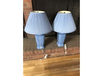 Pair Of Blue Table Lamps