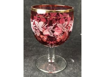 Red Stemmed Drinking Glass