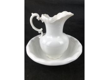Homer Laughlin White Pitcher And Basin