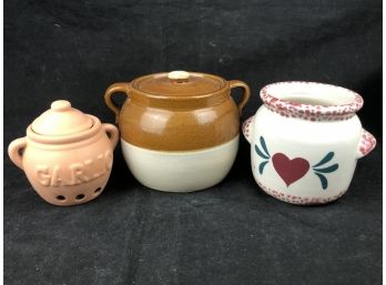 Garlic Keeper And Ceramic Crocks