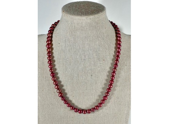 GENUINE CULTURED PEARL RED COLORED BEADED NECKLACE