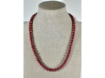 GENUINE CULTURED PEARL RED COLORED BEADED NECKLACE
