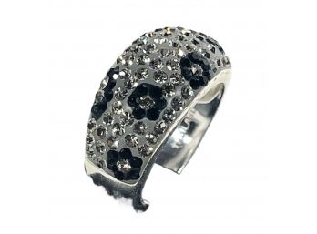 Contemporary Fashion Ring With White And Blue Rhinestones