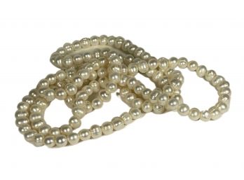 48 Inch Long Broken Strand Of Genuine Cultured Pearls Necklace