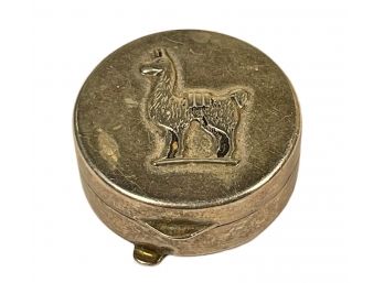 Vintage Sterling Silver Llama Decorated Peruvian Pillbox