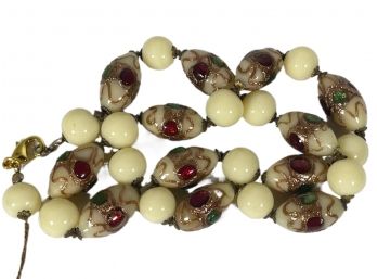 About 20 Inch Long Strand Of Venetian Art Glass Beads With Gold Flakes