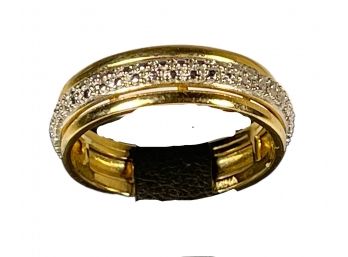 Gold Over Sterling Silver Band Ring With White Stones About Size 8
