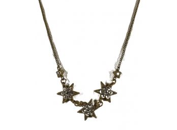 Signed Designer Brass Finish Star Design Necklace