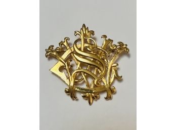 VINTAGE SIGNED MFA GOLD TONE MONOGRAMMED PIN 1896-1996