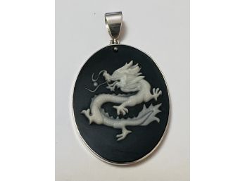 STERLING SILVER & MOLDED PLASTIC DRAGON PENDENT