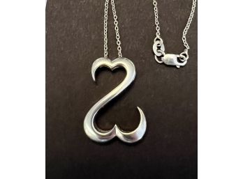 VINTAGE STERLING SILVER OPEN HEARTS NECKLACE