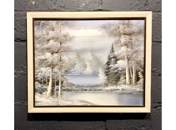 Original L Bonner Oil On Canvas Of Winterscape