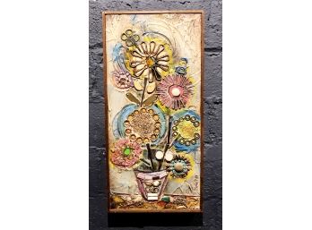 Vintage Mixed Media Abstract Still Life Painting By Darr