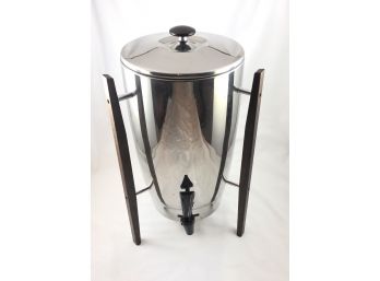 Mid Century Modern Stainless And Wood Regal Coffee Dispenser - 40 Cup Capacity