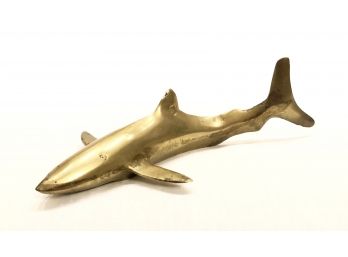 Vintage Solid Brass Great White Shark Figurine Or Paperweight