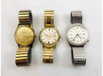 Lot Of Vintage Men’s Watches - Atlantic Automatic, Timex Self-Wind, And Bulova Accutron