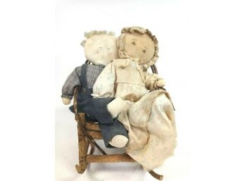 ARTIST HOLLY WALL PLUSH FIGURES IN ROCKING CHAIR THE WIND VANE YOUNG UN SERIES