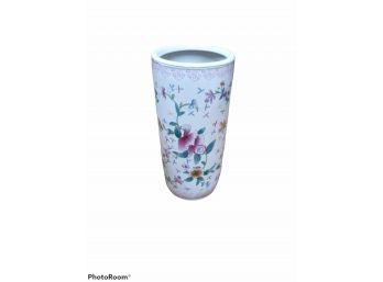 Vintage 18 Ceramic Umbrella Holder/Vase  Pink & Blue Floral Design