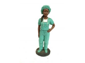 Black Art Female Scrub Nurse Black Polyresin African American Medical 27029